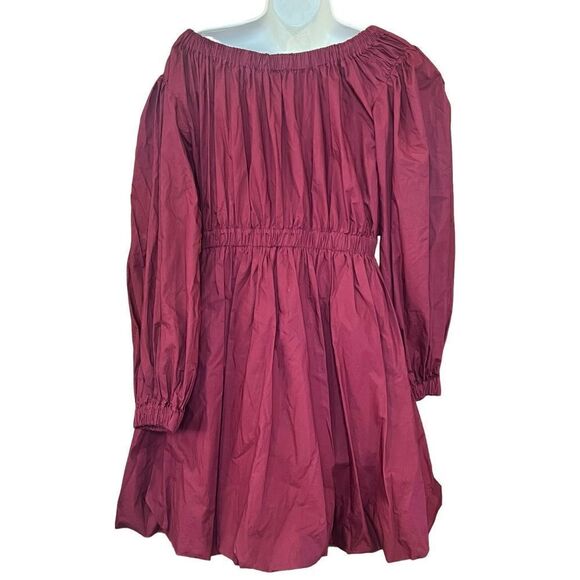 ULLA JOHNSON Martine Bubble Minidress in Bordeaux 100% Cotton NWOT Size 6 - Picture 6 of 9